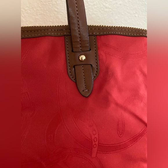 Vintage Polo Ralph Lauren red embossed horseshoes RLL tote hand bag GC~ - Picture 9 of 17